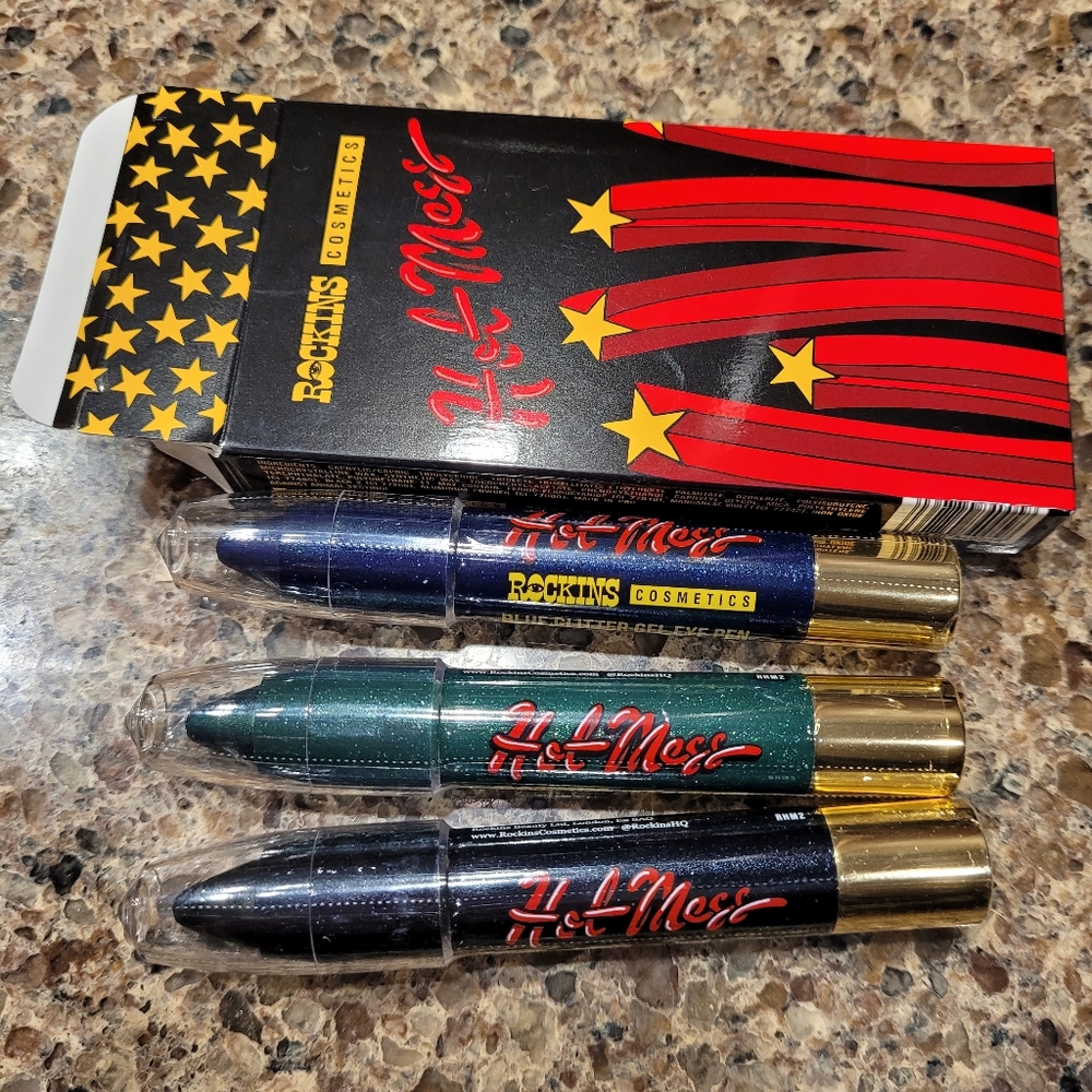 Rockins three some trio hot mess gel pen for eyes
